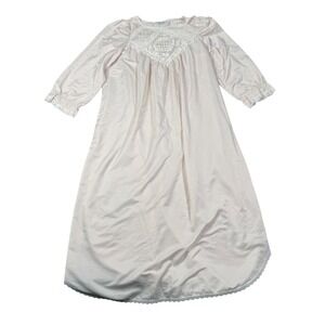 Willow Creek Vintage Nightgown Pink Lace Crochet Yoke 3/4 Sleeve Made in USA